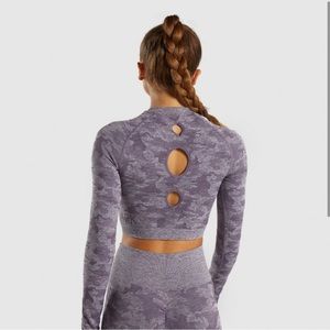 Gymshark Cropped Seamless Purple Camo Longsleeve